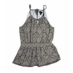 Worthington Geometric Necklace Blouse Womens M Multicolored Sleeveless Top Lined